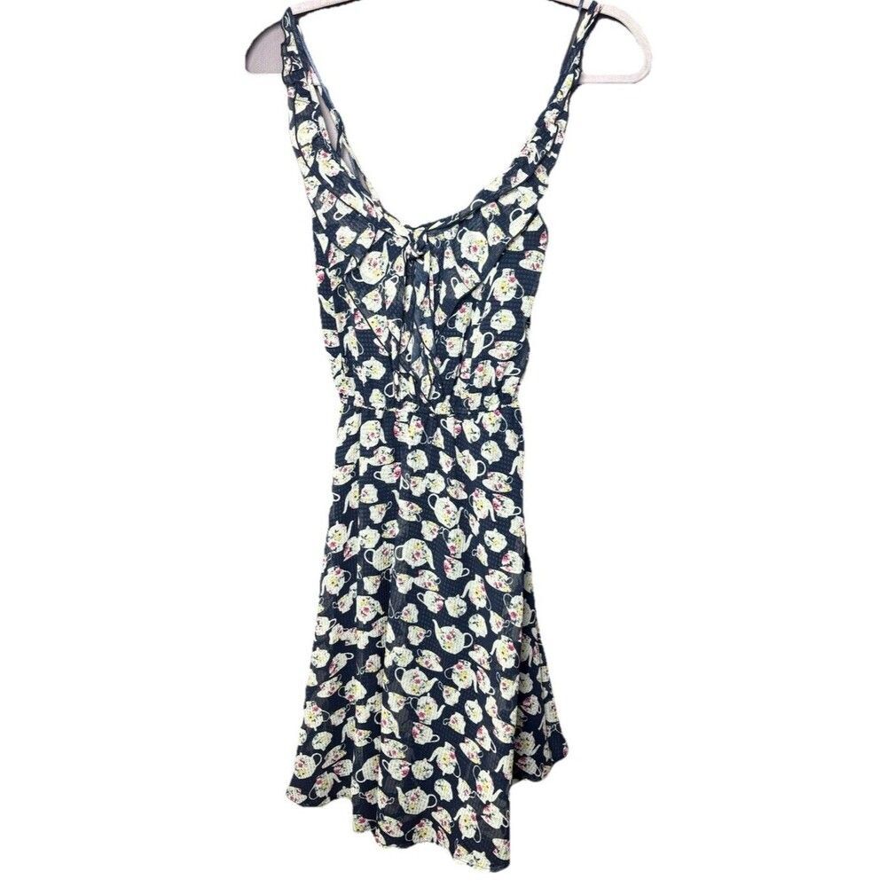 Disney Alice in Wonderland Teapot Dress LC Lauren Conrad Small S Navy Fit Flare - Picture 4 of 11